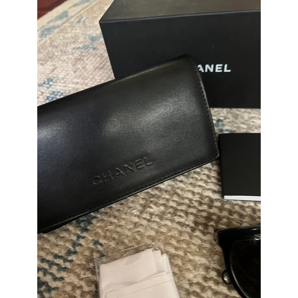 Chanel Pantos Sunglasses 5417 Black Polarized Authentic w Rare Quilted Case Box